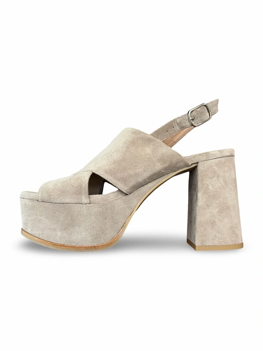Aquatalia Nadina Taupe Suede Platform Sandal Slingback Heeled Size 9 Medium